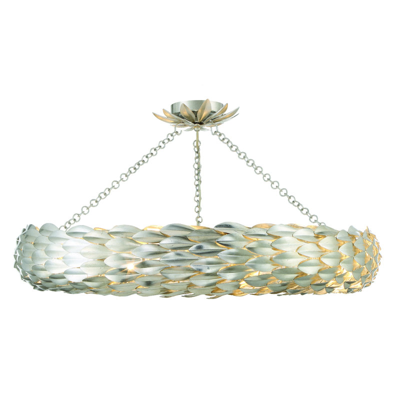 Plafonnier semi-encastré Adelynn, Argent antique, H 13,5 po x l 33,5 po x P 33,5 po