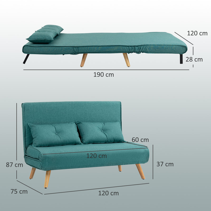 120Cm Sofa Bed, Green