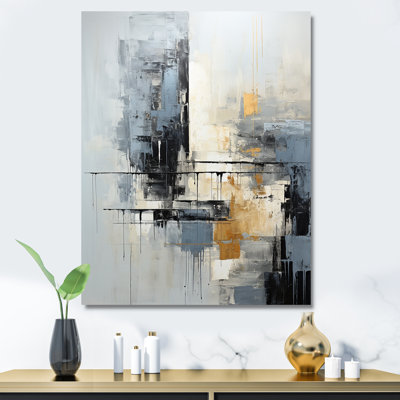Gris et blanc, paysage urbain abstrait 2 - Collages abstraits, art mural