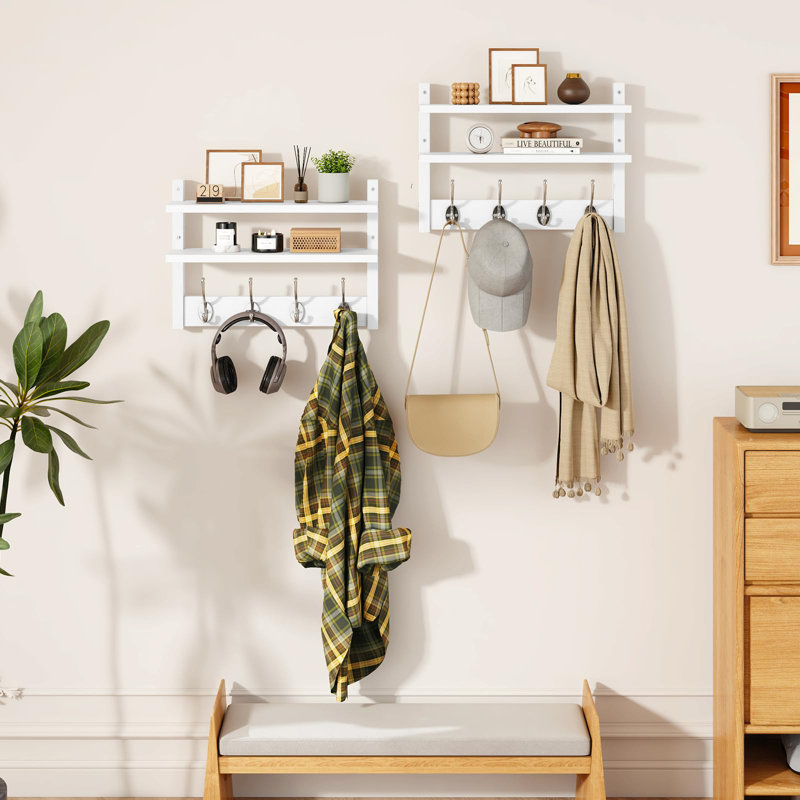 Wall 8 - Hook Coat Rack, White