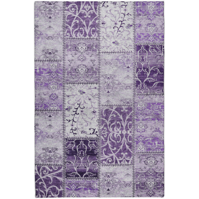 Tapis à poils longs de qualité supérieure lavable à la machine ADS566, Mauve, 10' x 14'