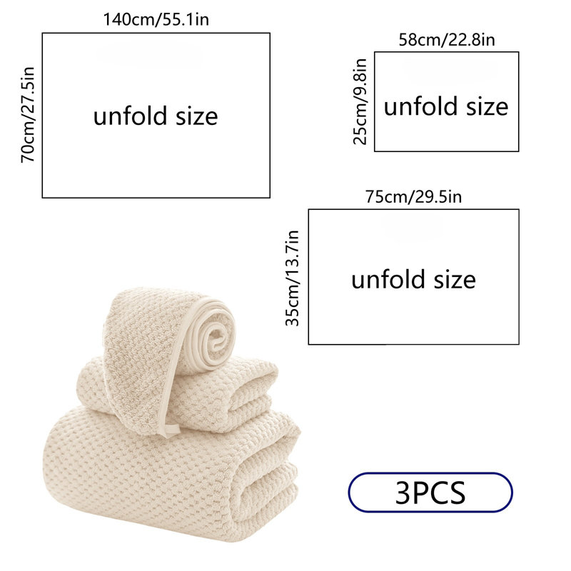 Ensemble de 3 serviettes de bain - Serviettes très absorbantes pour la salle de bain, 1 serviette de bain, 1 essuie-mains, 1 débarbouillette