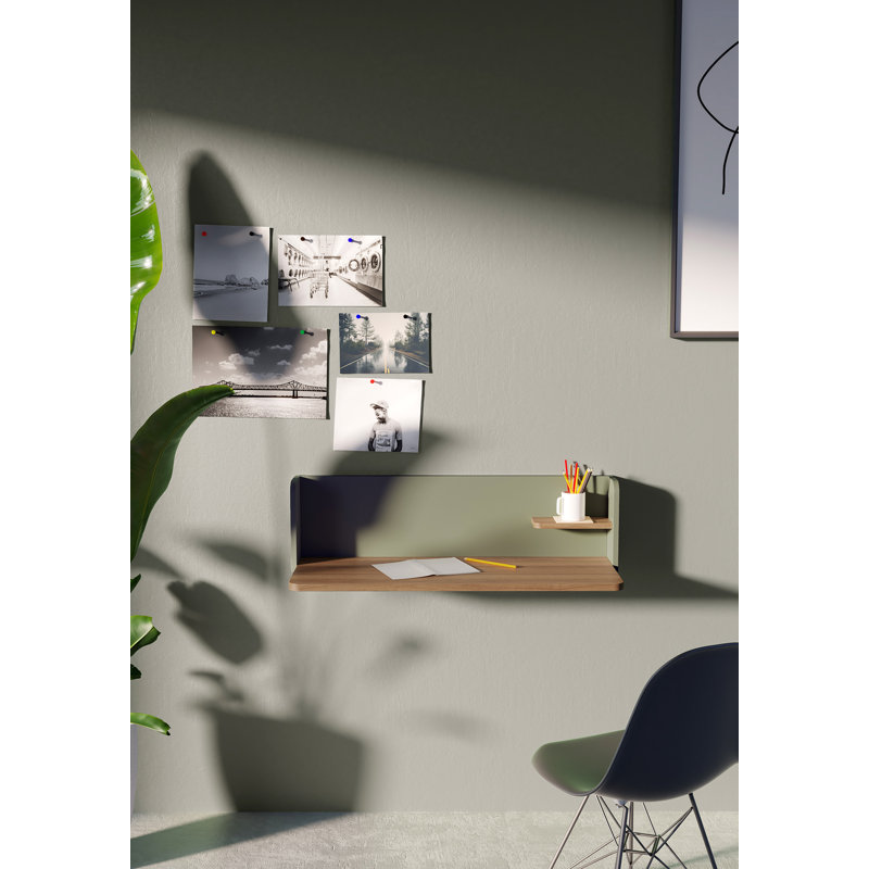 Capuano Floating Desk, Brown, Green