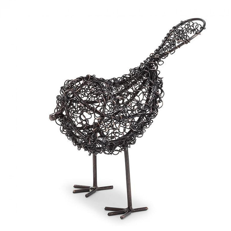 Figurine d'oiseau bouclé tissé debout