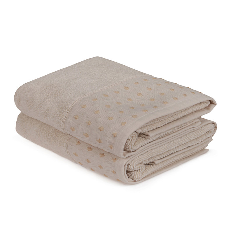 Ensemble de 2 essuie-mains 2 pièces 100% coton, Beige