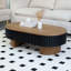 Table basse elliptique avec rangement caché et plateau amovible, placage en bois massif pour les espaces de vie modernes-129228082-129228083
