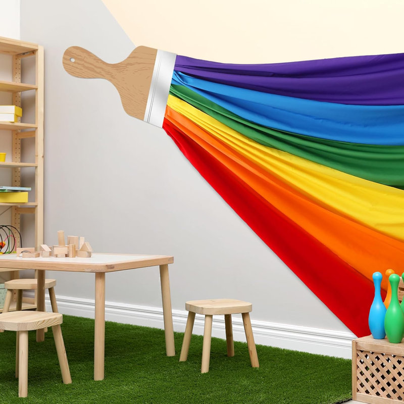 85 pouces de décorations de babillard arc-en-ciel 3D - Décoration murale de classe avec découpes au pinceau pour la rentrée scolaire