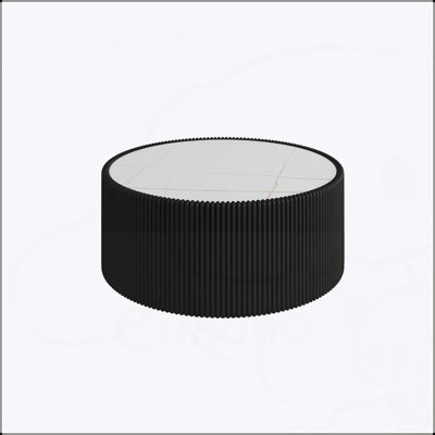 Light Marble Top Cylinder Shape Leather Coffee Table for Modern Living Room Furniture, Durable and Elegant