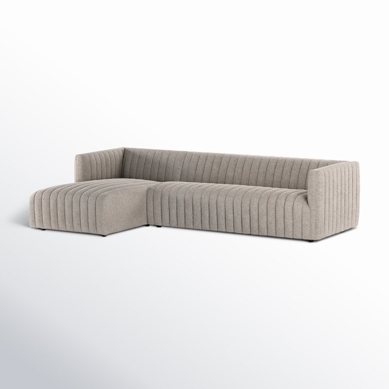 Augustine Chaise Sectional, Left Hand Facing, Orly Natural Velvet, 26" H X 105" W X 64" D