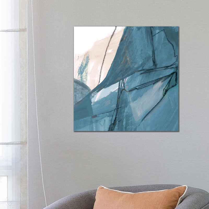 Blue on White Abstract II 1 Piece Wall Art on Canvas, 66.04 cm H x 66.04 cm W x 1.91 cm D, Wrapped Canvas