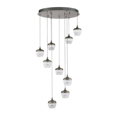 Luminaire suspendu géométrique 9 lumières à del en grappe Villegas