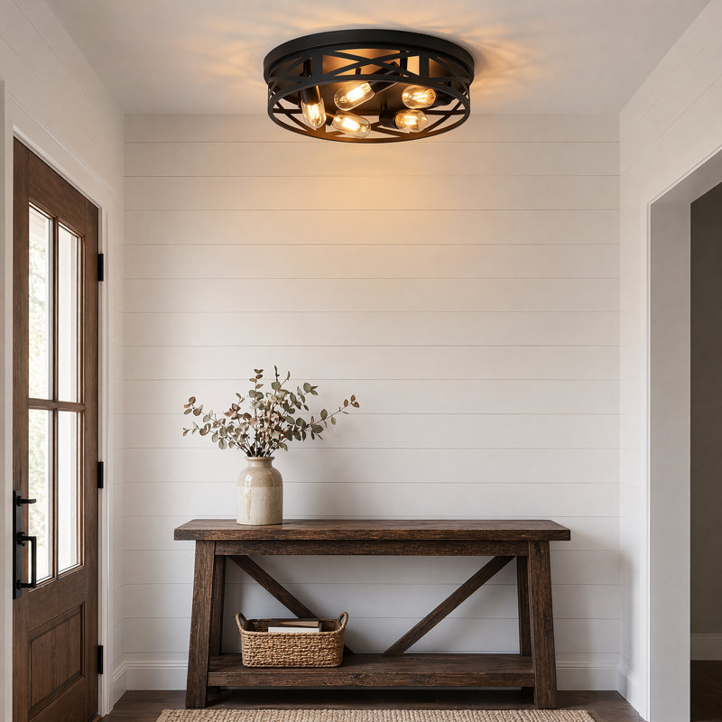 Plafonnier encastré noir mat 5 lumières Farmhouse