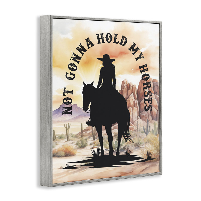 «Not Gonna Hold My Horses», art de la giclée encadrée par lettré et doublé, H 20 po x l 16 po, Estampe numérique Farmhouse