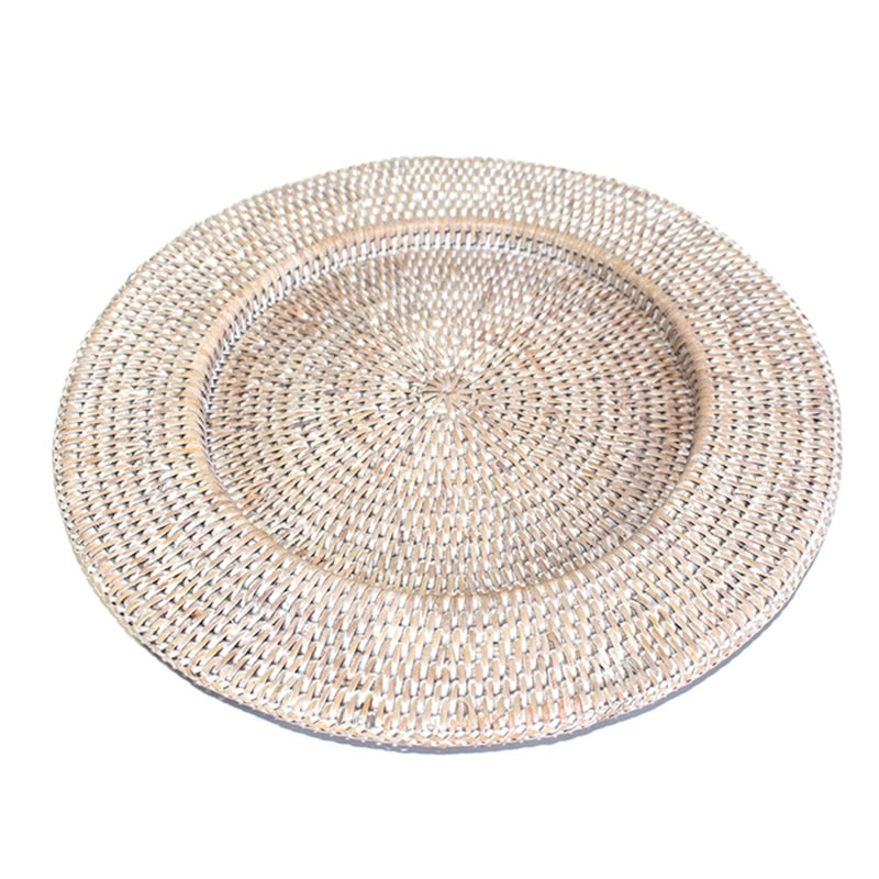 Plat de service rond, Blanc délavé