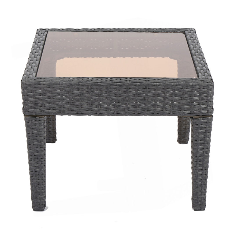 Outdoor Antibes Wicker Side Table,Accent Table,Grey