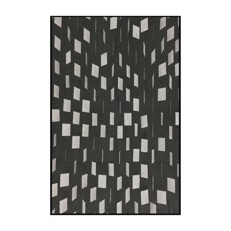 Tapis noir/blanc à motifs, Rectangle 2 pi x 4 pi