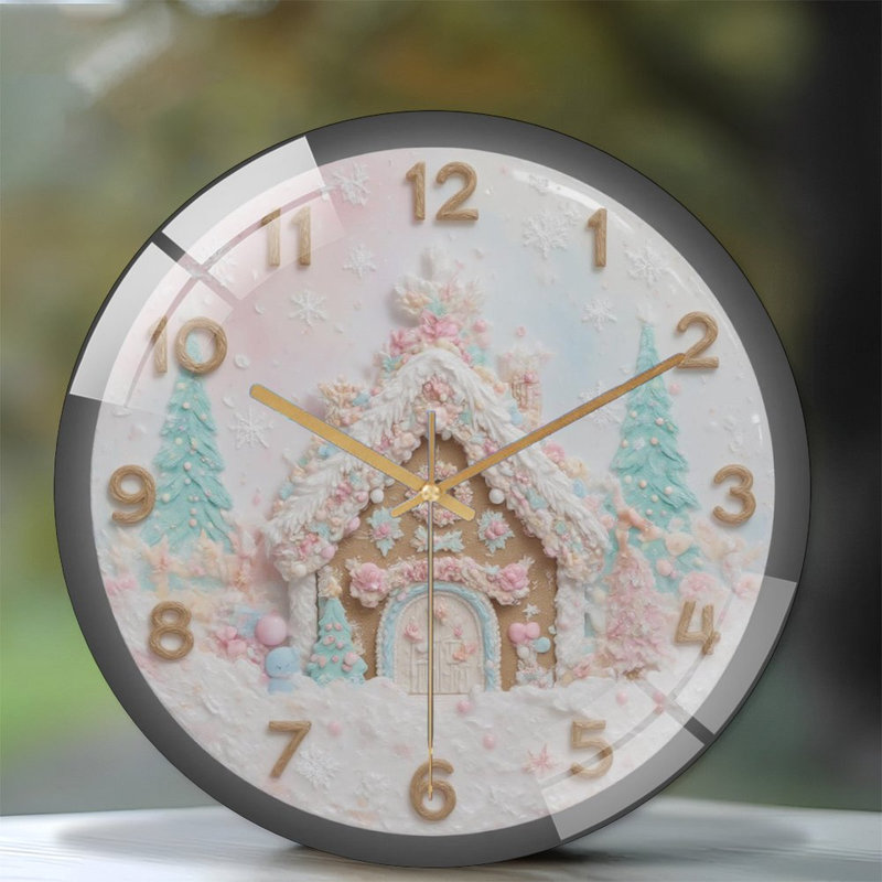 Horloge murale 12 po Gingerbread-House-With-Winter-Scene
