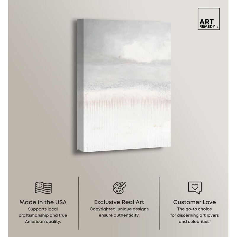 Tranquil Gray and White Abstract Canvas Art, 24" x 16"