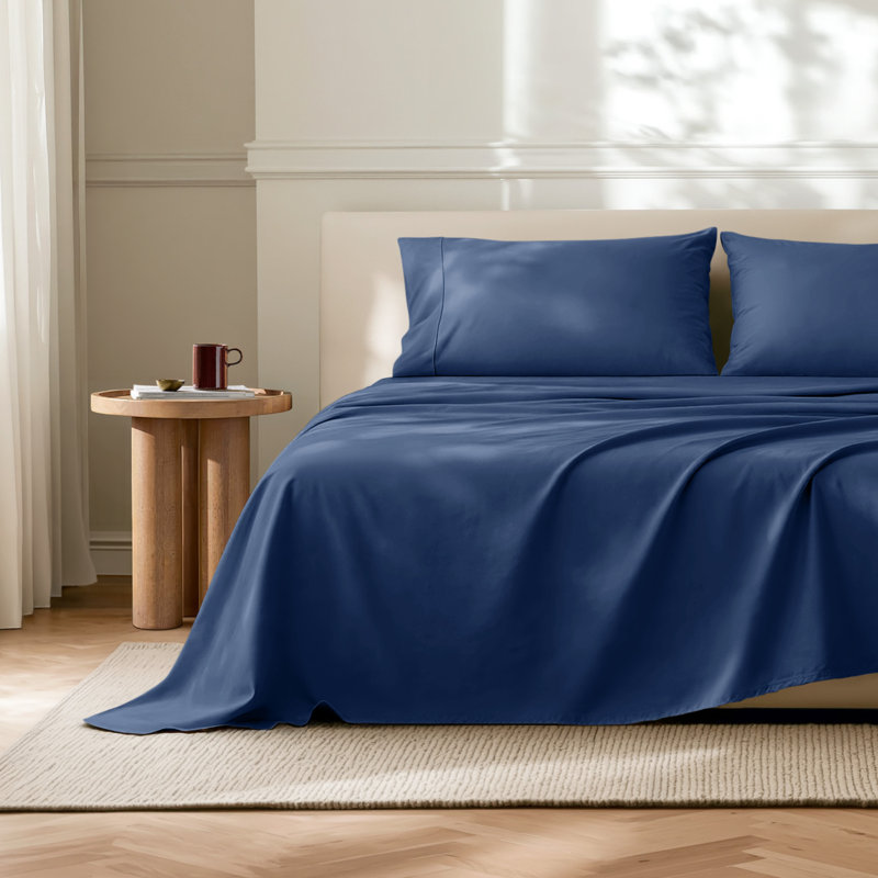 Microfiber Flat Sheet, King Flat Sheet, Dark Blue