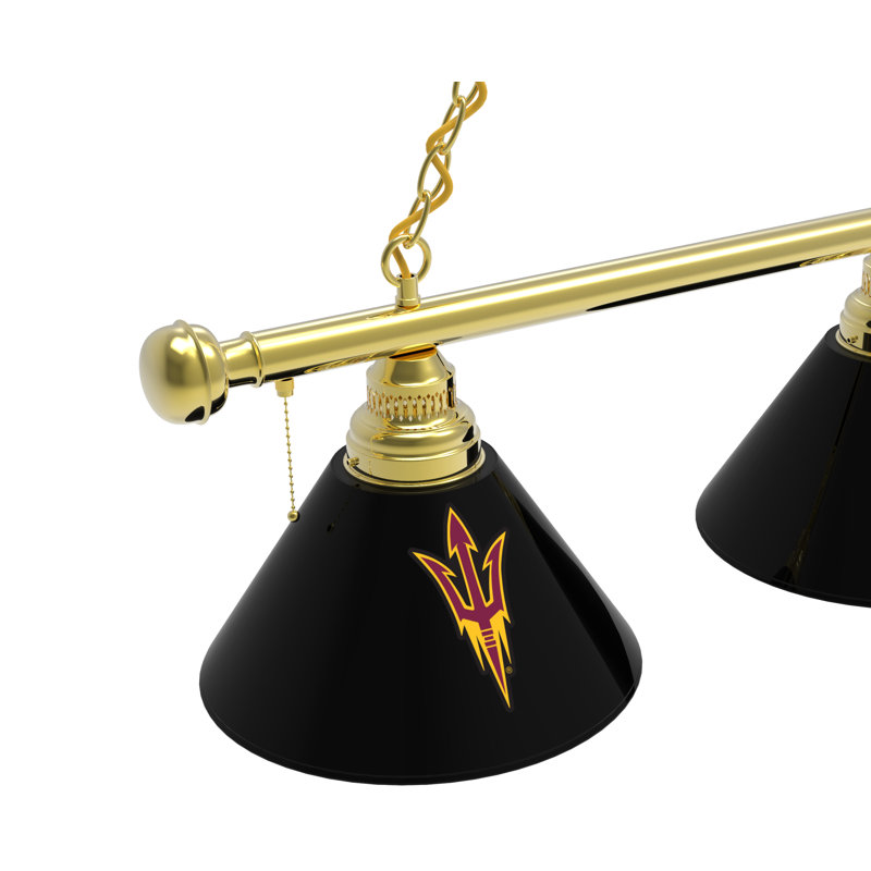 3 - Light Pool Table Lights Pendant, Brass, Arizona State Sun Devils with Pitchfork logo