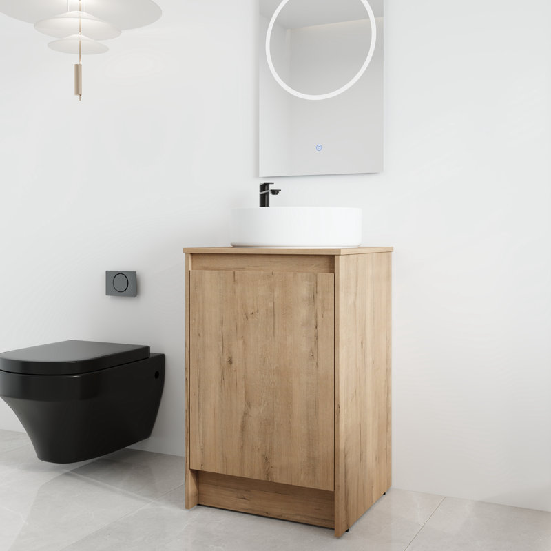 20" Freestanding Bathroom Vanity with White Art Ceramic Sink,Soft-Close door,Adjustable Shelf