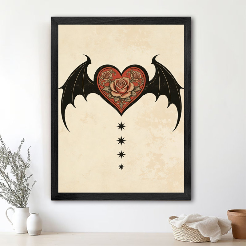 «Black», encadrement noir, impression d'art mural, impression sur le thème de la Saint-Valentin, H 11 po x l 9 po