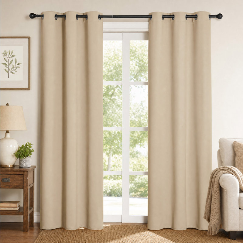 Bedroom Room Darkening Curtains Triple Weave Microfiber Grommet Top Thermal Insulated Solid Room Darkening Panels/Drapes for Living Room