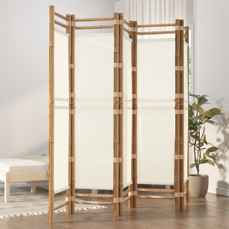 Venuti 457.2cm H Folding Room Divider, 180cm W x 200cm L, 5, Cream/White