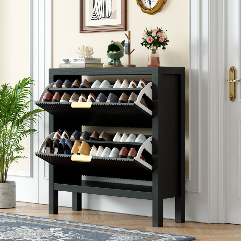 Armoire de rangement pour 18 paires de chaussures, Noir