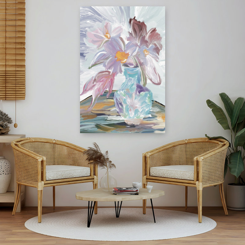 Abstrait floral, nature morte, abstrait, coloré, fleur moderne, art mural, 60" H x 40" W