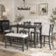 Ensemble de 6 tables de salle à manger à hauteur de comptoir avec 4 chaises et un banc pour la salle à manger (gris)-1744809060
