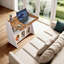 Bureau à roulettes pliable blanc brun, poste de travail mobile avec armoire de rangement, bureau à roulettes en bois pour bureau à domicile, ordinateur portable, canapé, lit-612046981
