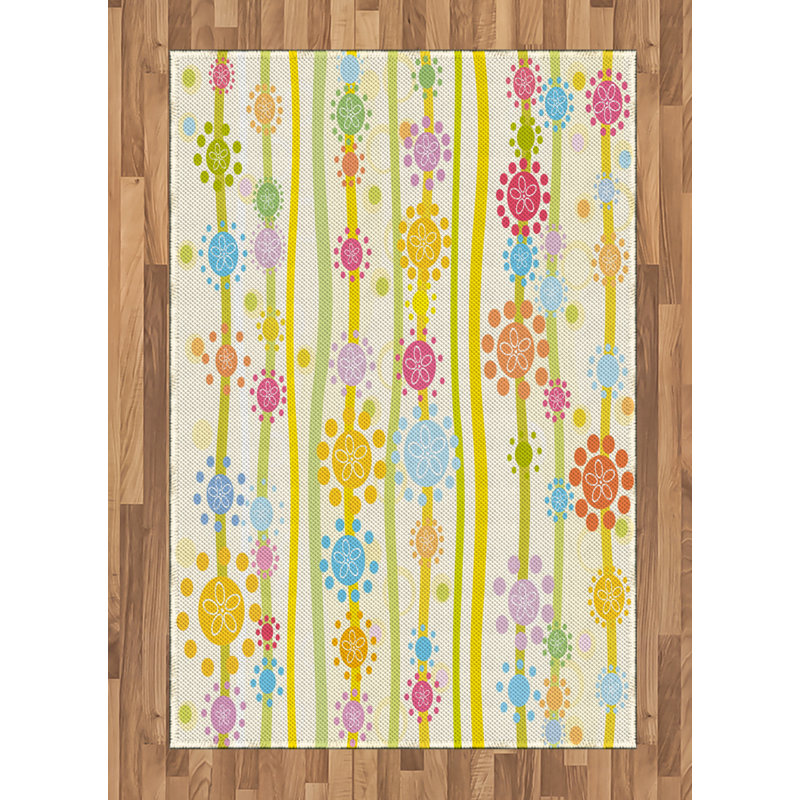 Tapis décoratif floral à haute densité en fibres de polyester, Rectangle— 4 pi x 5 pi 8 po