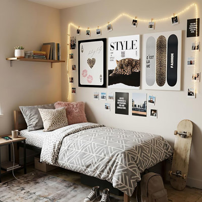 3 pièces d'art mural sur toile léopard à la mode, rétro style BCBG esthétique léopard planche à roulettes Funky Lucky 8Ball guépard impression d'affiches pour chambre à coucher salon salle de bain décoration 12 x 16 po encadrée