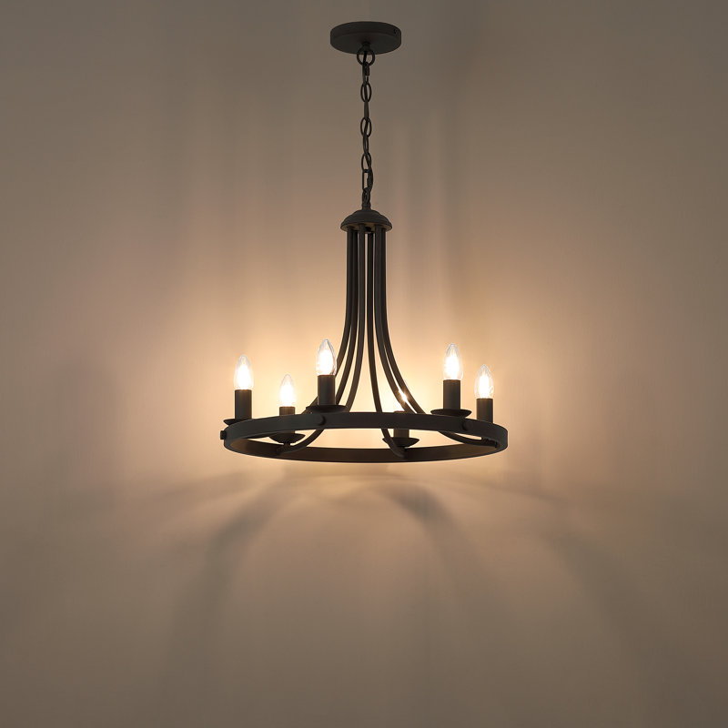6-Lights Chandeliers Ceiling Lights, Matte Black