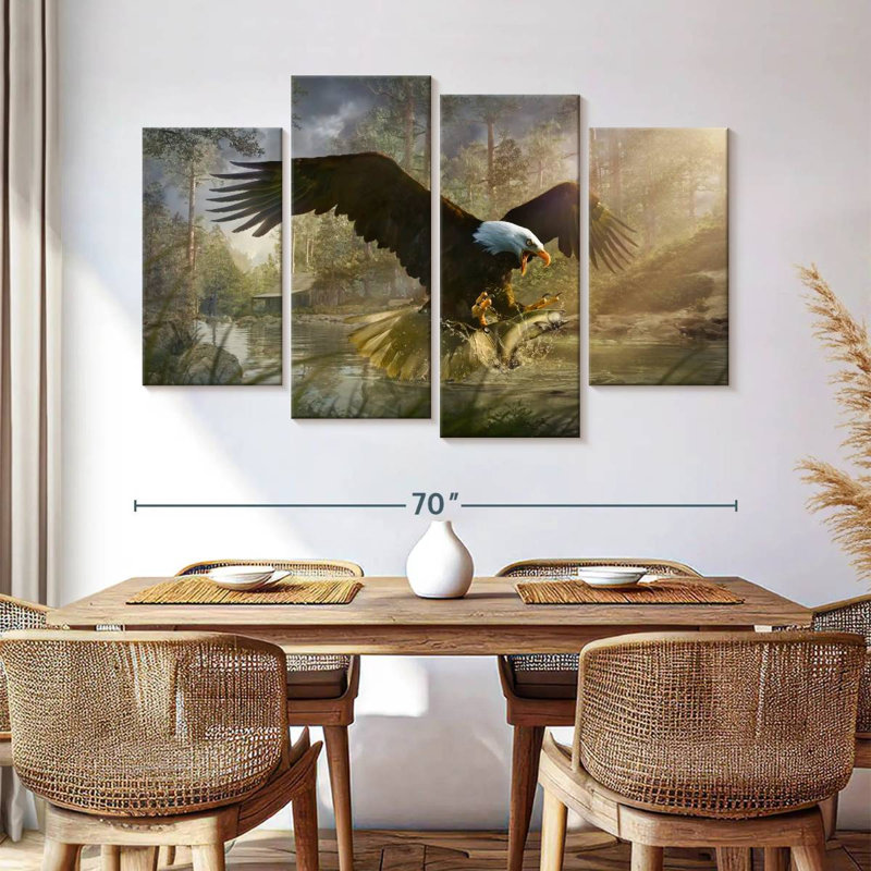 Brampt Bald Eagle Catching Fish, 42" H x 68" W