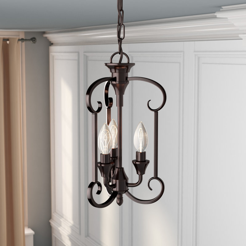 Luminaire suspendu géométrique à 3 lumières Kirt, Bronze antique