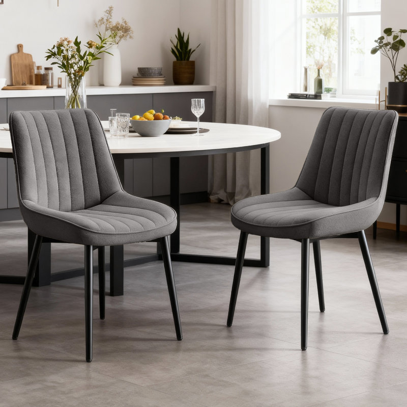 47.5cm H Upholstered Metal Upholstered Back Side Chair, Grey