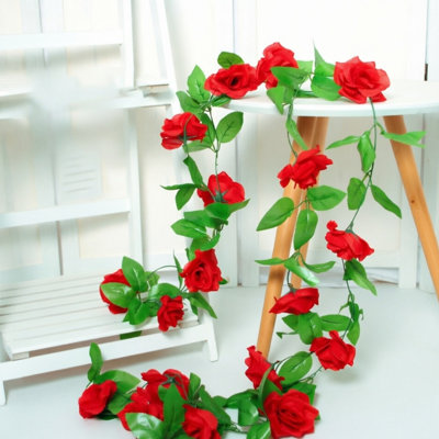 9 Heads Artificial Flower Vines Faux Hanging Garland Plants Wedding Party Home Garden Wall Decor