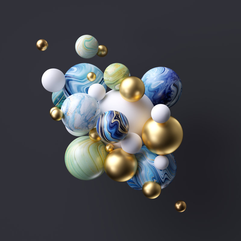 3D Marble Balls by Wacomka - Wrapped Canvas Print, 76cm H x 76cm W x 3.8cm D