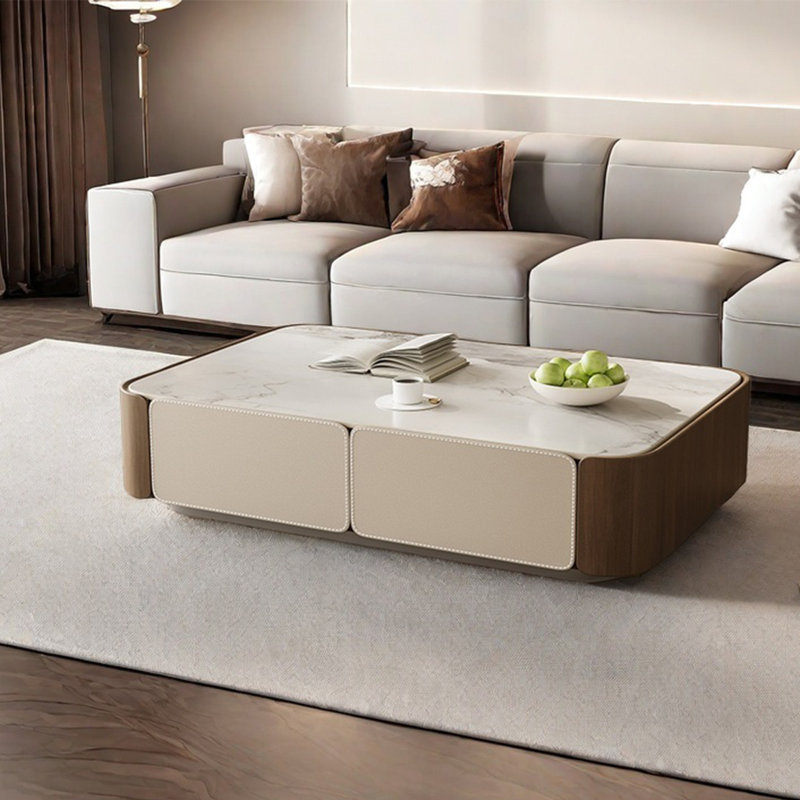 Light luxury rectangular rock table, 13.8" H x 47.2" L x 27.6" W