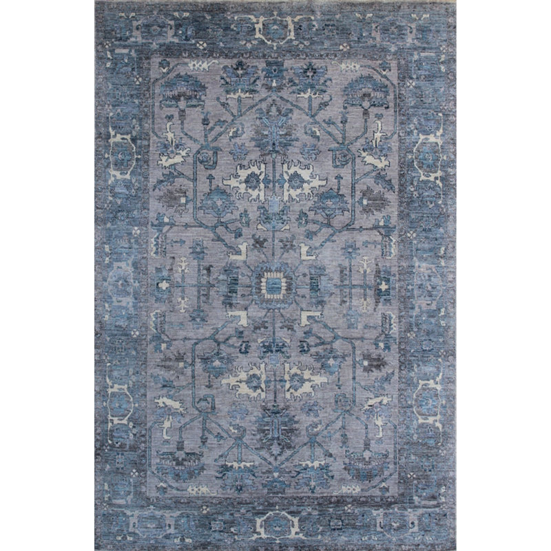 High-Quality Hand-Knotted Grey And Dark Grey Area Rug