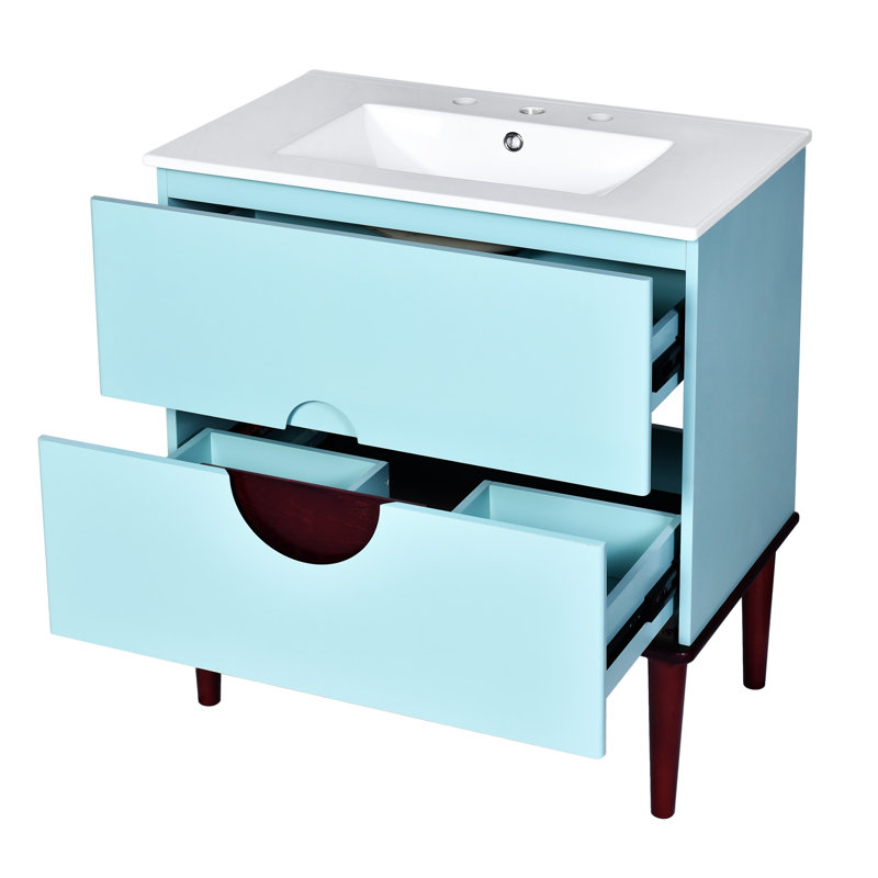 30'' Bathroom Vanity Cabinet With Ceramic Sink Combo Set