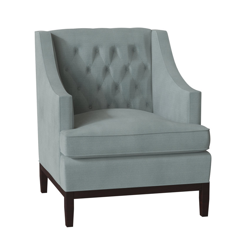Carmel Tufted Armchair, Gray, Black Walnut