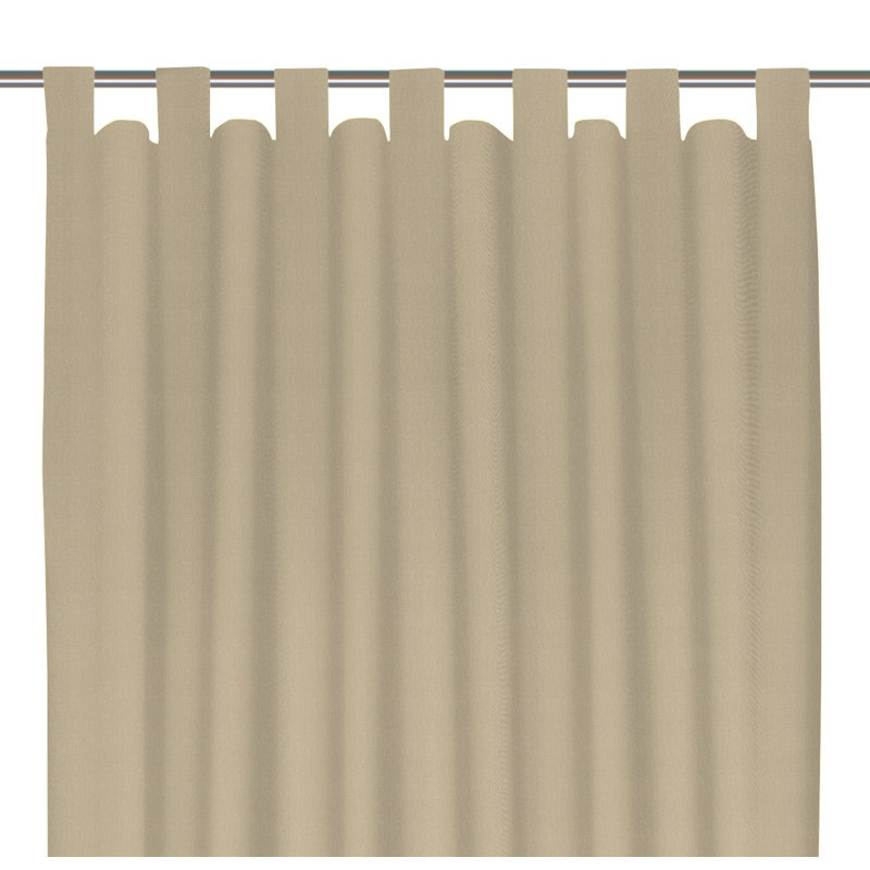 Uni Collection Light 100% Cotton Opaque Tab Top Single Curtain Panel, Beige, 142cm wide x 295cm high