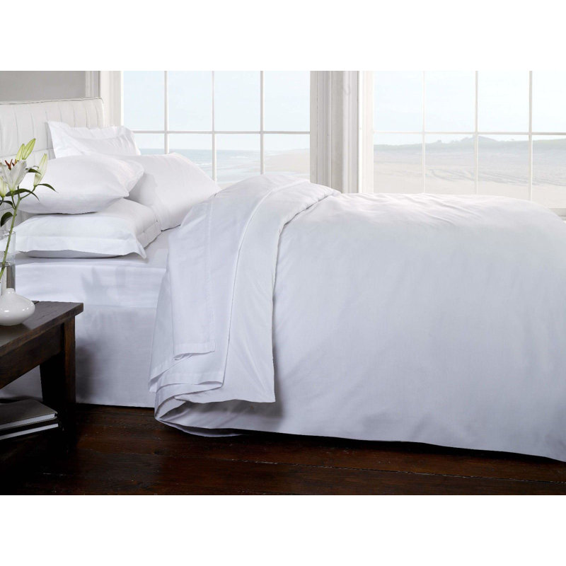 Itan Cotton Solid Colour Duvet Cover, White, Kingsize