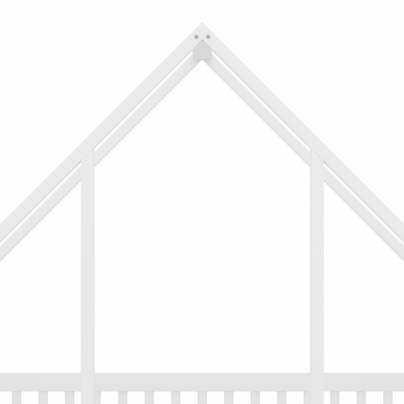Lit de sol innovant en forme de maison avec clôture et garde-corps sécurisés, Blanc
