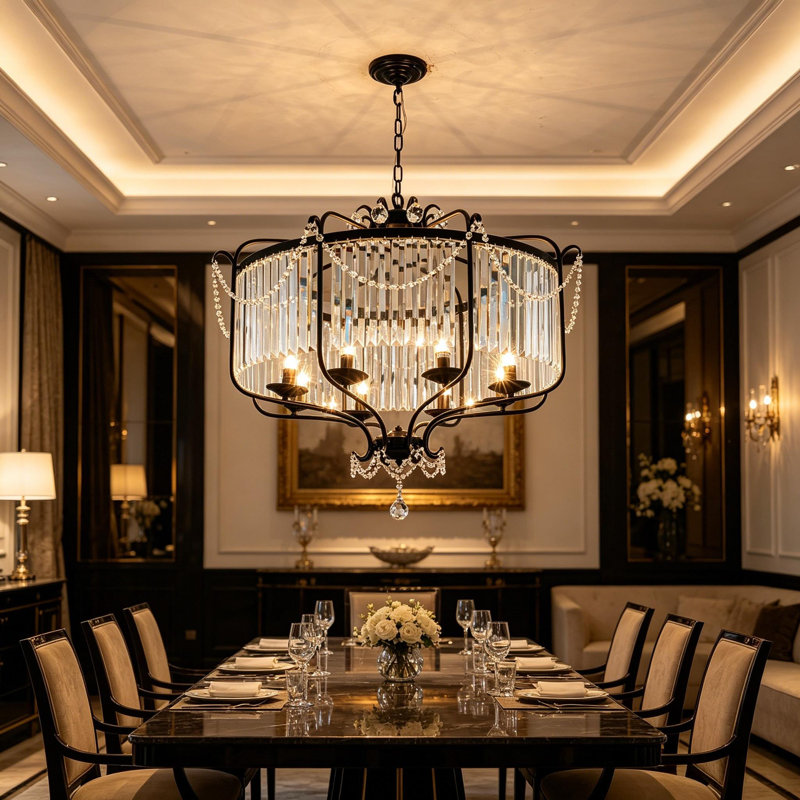 Stoltenberg 8 - Light Vintage Crystal Chandeliers D33in. Round Retro Luxury Modern Farmhouse Chandeliers