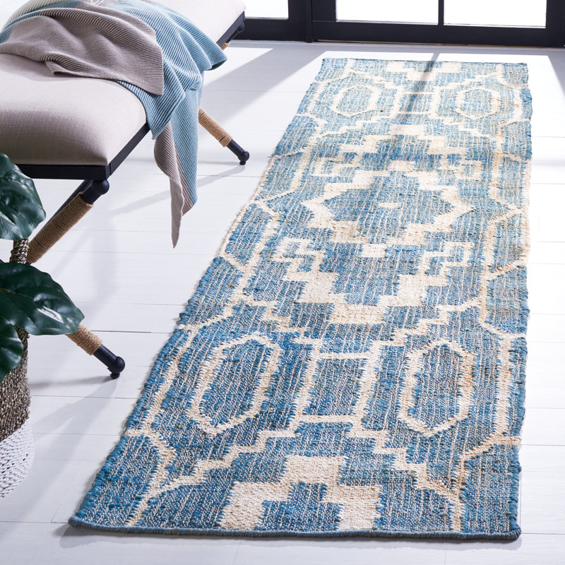 Natural Fiber Flat Weave Jute Southwestern Rug, Runner 2'3" x 9'