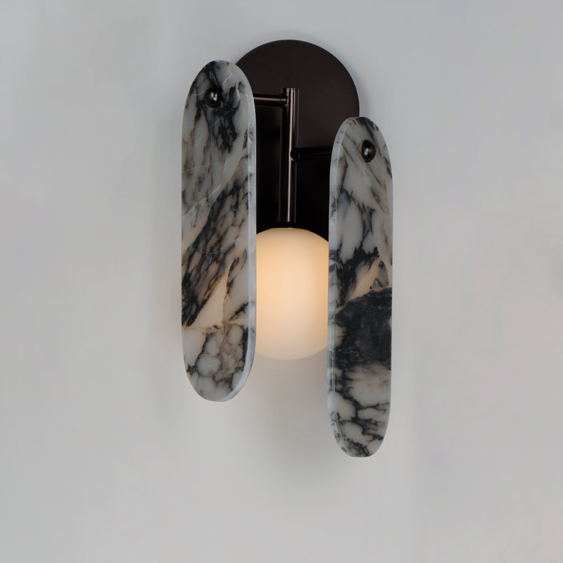 Megalith 1 - Light Armed Sconce, Brushed Bronze/Striae Arya
